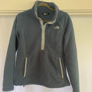 Blue North Face Teddy Quarter Snap Pullover